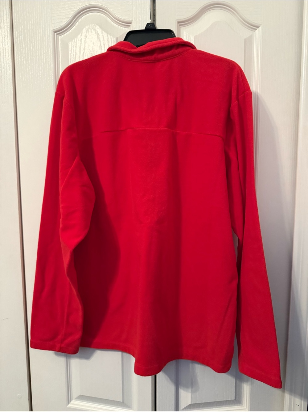 The North Face Red Fleece Pullover with Black Neck Label - Picture 2 of 8